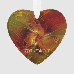 Abstract Red Orange Brown Green Fractal Art Text Ornament