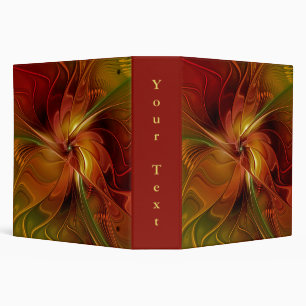 Abstract Red Orange Green Fractal Art Flower Text Binder