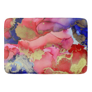 Abstract Red Pink Purple Blue Gold  Bath Mat