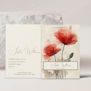 Abstract Red Poppy Jewellery Shop Business Card