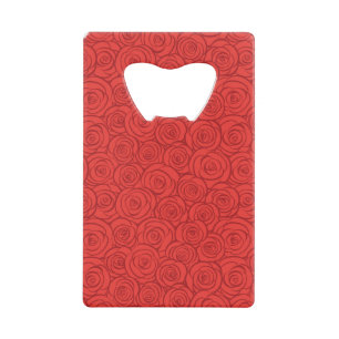 Abstract Red Roses Background Credit Card Bottle Opener