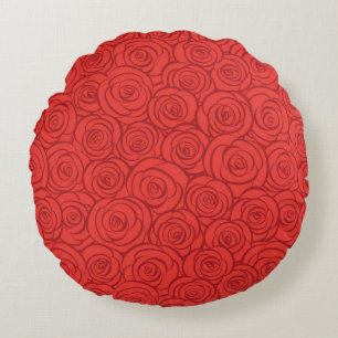 Abstract Red Roses Background Round Pillow