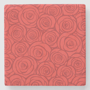 Abstract Red Roses Background Stone Coaster