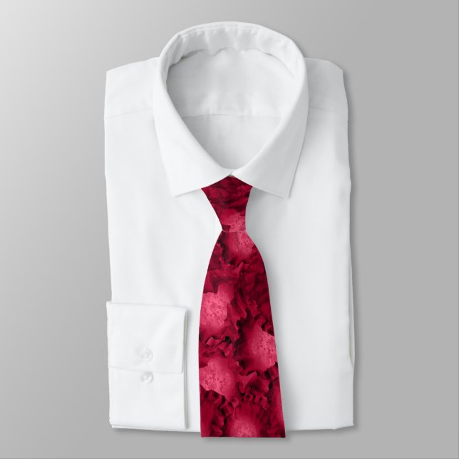 Abstract red roses poppy flowers floral romantic V Tie (Tied)