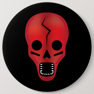 Abstract Red Skull 6 Inch Round Button