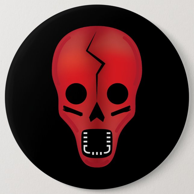 Abstract Red Skull 6 Inch Round Button (Front)