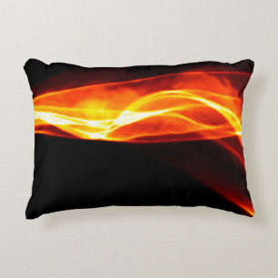 Abstract red smoke Fire over black background. Wav Accent Pillow