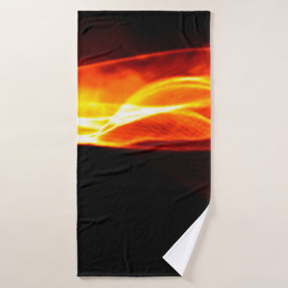 Abstract red smoke Fire over black background. Wav Bath Towel