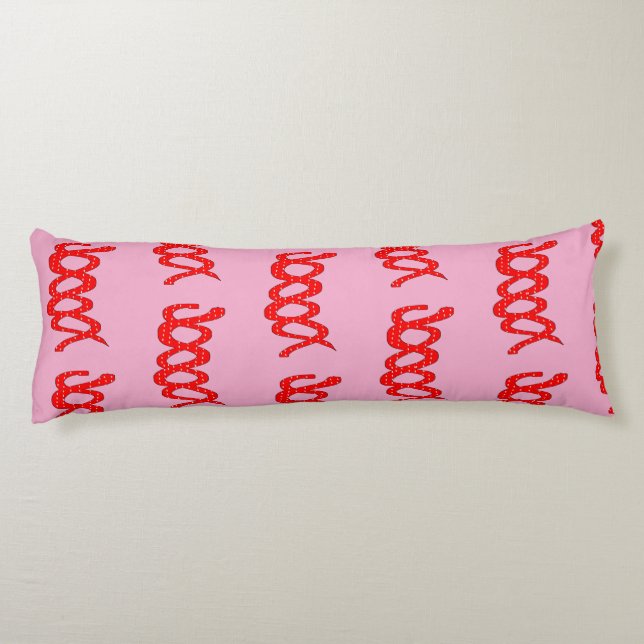 Abstract Red Spiral Road on Black Background Body Pillow (Back)