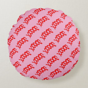 Abstract Red Spiral Road on Black Background Round Pillow