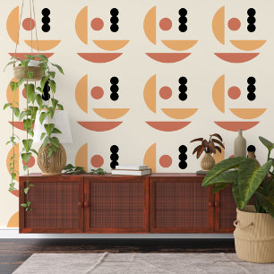 Abstract Red Sun Black Moon Fusion Art Pattern Wallpaper