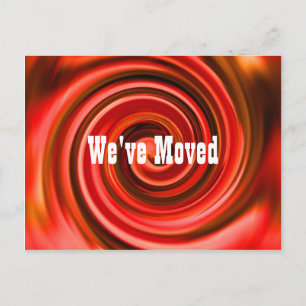 Abstract Red Swirls New Address Announcement Postcard