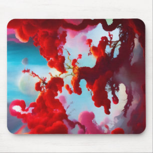 Abstract red trees mouse pad