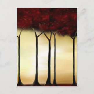 Abstract Red Trees Postcard