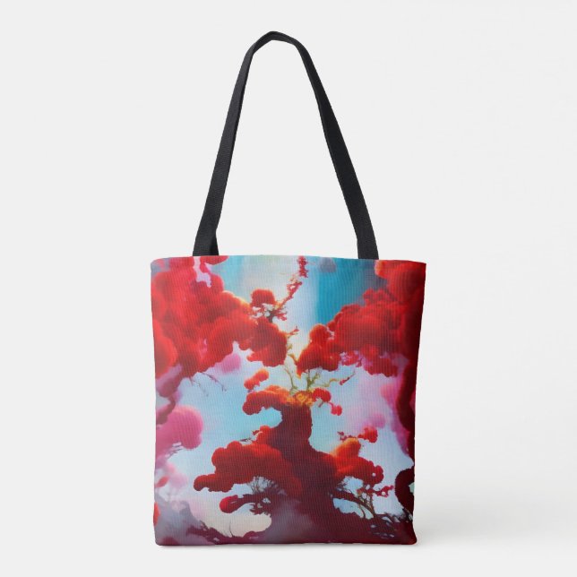 Abstract red trees tote bag (Back)