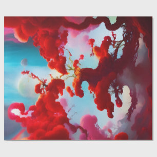 Abstract red trees wrapping paper