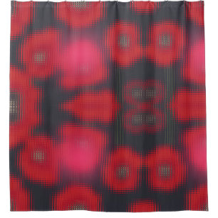 Abstract Red Tulips on Black Shower Curtains