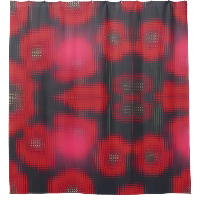 Abstract Red Tulips on Black Shower Curtains (Front)