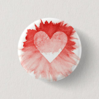 Abstract Red Watercolor Splash Heart Round Button