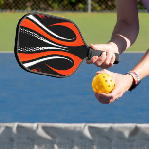 Abstract Red White and Black Curve Pickleball Paddle