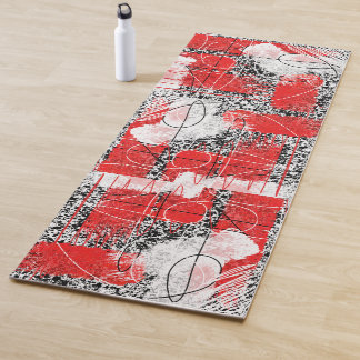 Abstract red white and black with your name yoga mat