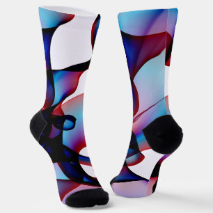 Abstract red white and blue 2 socks