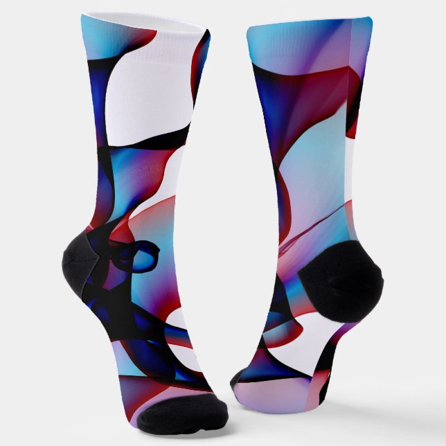 Abstract red white and blue 2 socks (Angled)