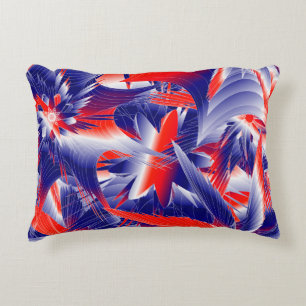Abstract Red White and Blue Decorative Pillow
