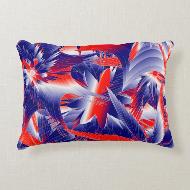 Abstract Red White and Blue Decorative Pillow (Front)