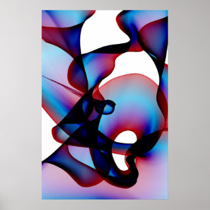 Abstract red white and blue poster
