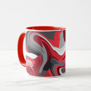 Abstract Red, white and Grey Colour Flow  Mug