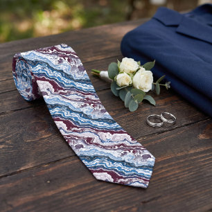Abstract Red White Blue Minerals Agate Pattern Tie