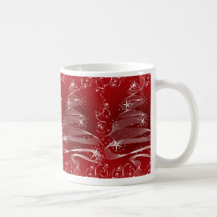 Abstract Red X'mas Tree & Swirls Mug