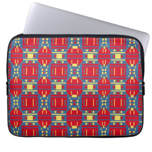 Abstract Red Yellow and Blue Pattern with Geometry Laptop Sleeve