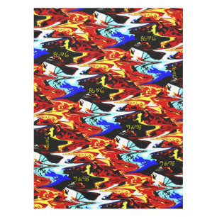 Abstract Red Yellow Blue Black White Table Cloth