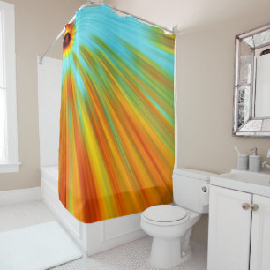 Abstract  red yellow orange green stripes on blue 