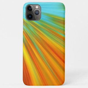 Abstract  red yellow orange green stripes on blue  iPhone 11 pro max case