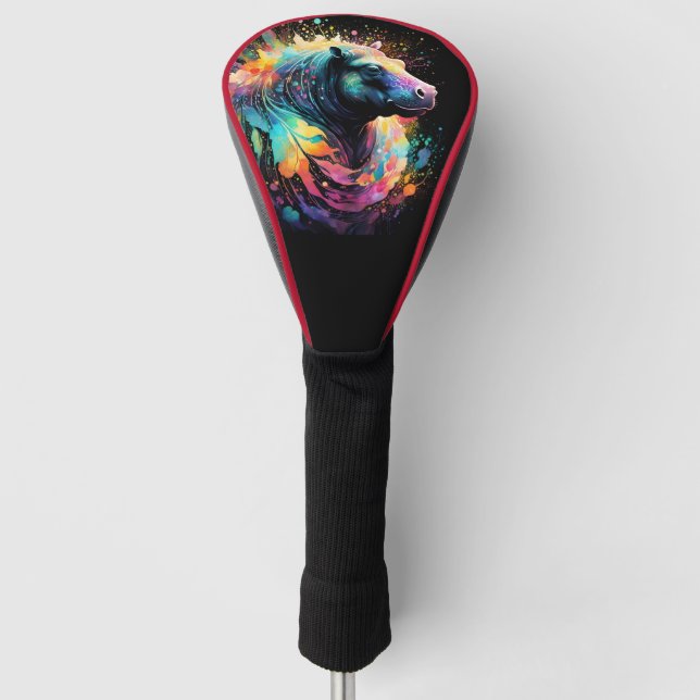 Abstract Reflections: Hippo Colour Splash, Golf Head Cover (Front)