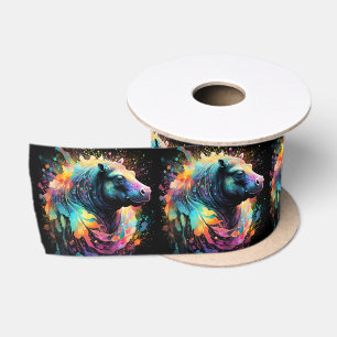 Abstract Reflections: Hippo Colour Splash, Satin Ribbon