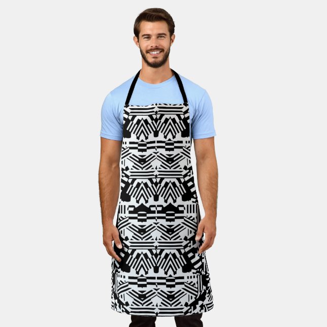 Abstract Reflections: Lines, Cubes, and Monochrome Apron (Worn)