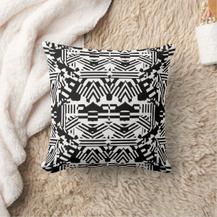 Abstract Reflections: Lines, Cubes, and Monochrome Throw Pillow