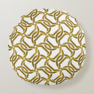 Abstract repeatable background of golden twisted s round pillow