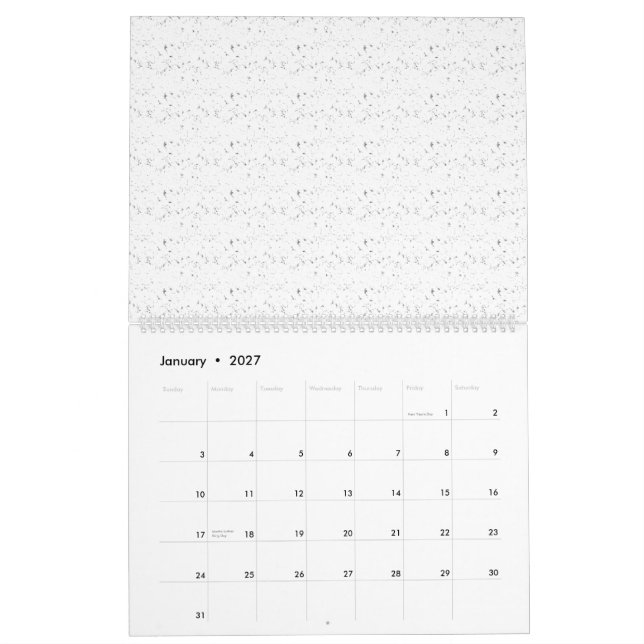 Abstract repeating pattern of small, scattered, da calendar (Jan 2027)