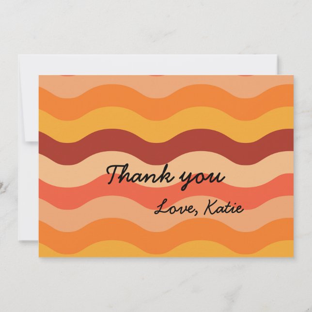 Abstract retro 70s groovy funky  personalized thank you card (Back)