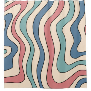 Abstract Retro 70s Marble Blue Red Groovy Pattern