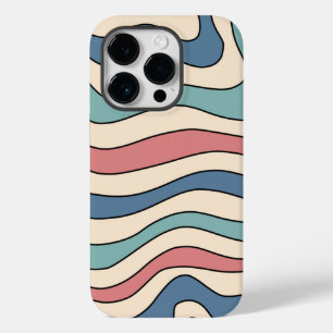 Abstract Retro 70s Marble Blue Red Groovy Pattern Case-Mate iPhone 14 Pro Case