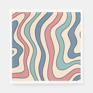 Abstract Retro 70s Marble Blue Red Groovy Pattern Napkin
