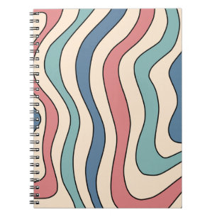 Abstract Retro 70s Marble Blue Red Groovy Pattern Notebook