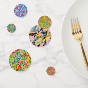abstract retro art assorted colours and designs confetti