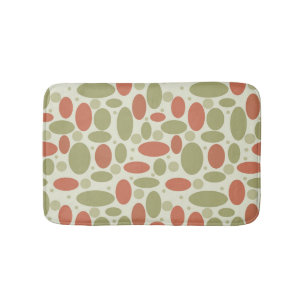Abstract retro brown beige green sea pebbles stone bath mat